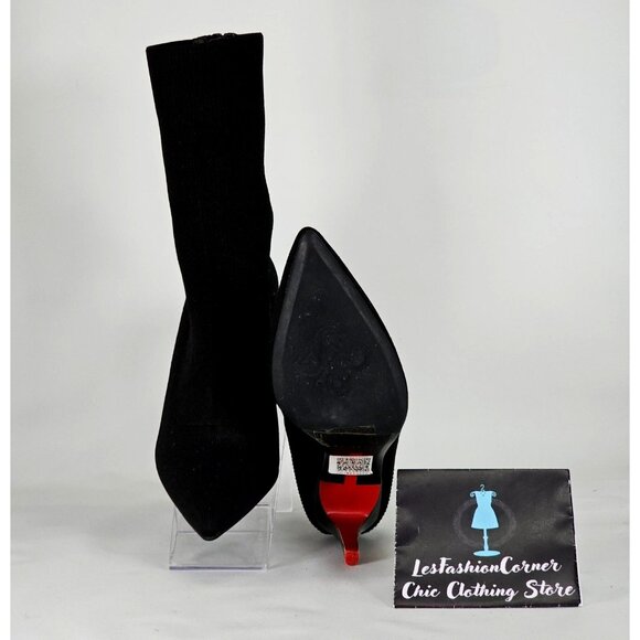 Staccato Women's Black Knit Pointed Toe Mid Socks Boots Red Heels Sz 9.5 40 314 - Picture 4 of 16